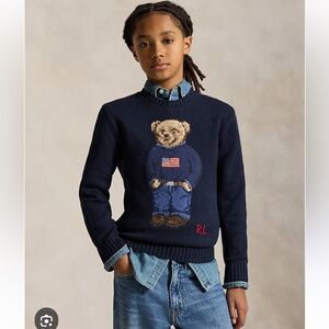 Polo Ralph Lauren Navy Bear Crewneck knitted Sweater